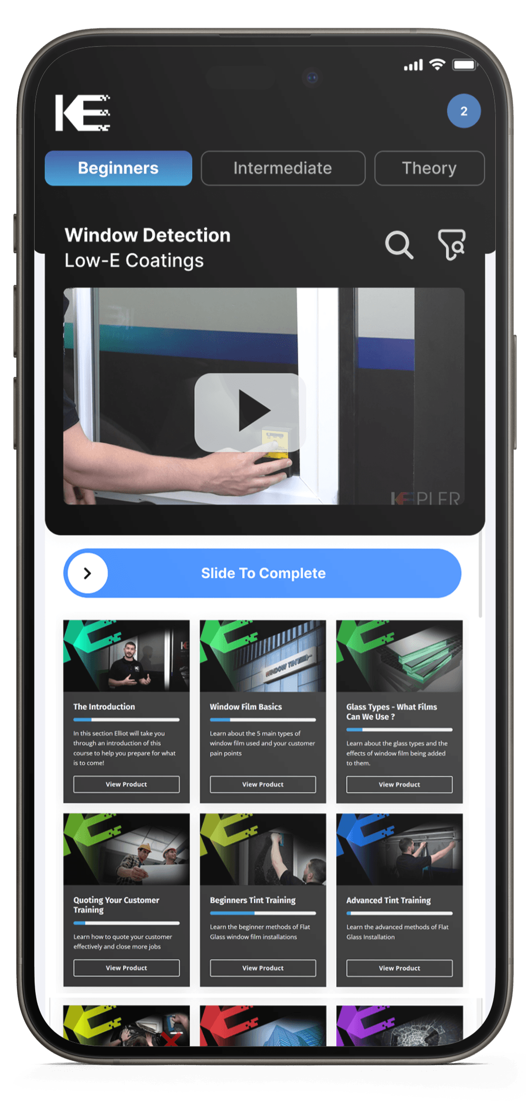 Kepler Course mobile training view